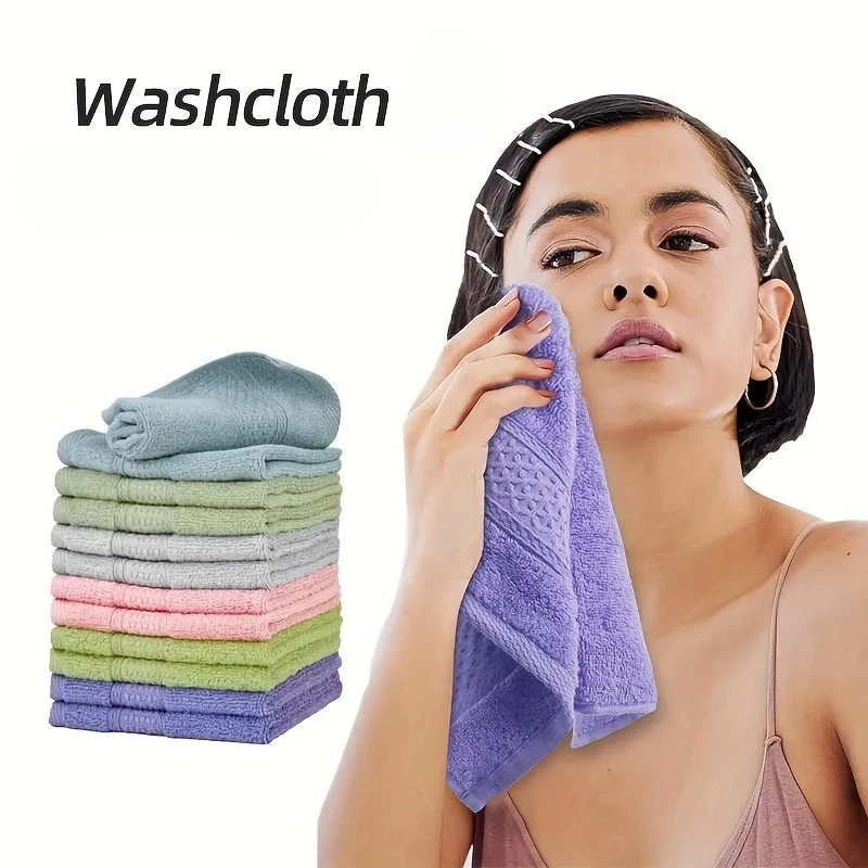 10 Pcs Useful Towel Set Square Face Towel Strong Water Absorption Cotton Washcloth Small Pure Cotton Towel Wipe Hands