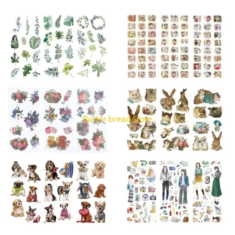 ملصقات ورقة زهرة W89C زهرة الرجعية ملصقات القصاصات ل DIY Craft ، Journal ، يوميات ، مخطط ، مغلفات ، سكرابوكينغ