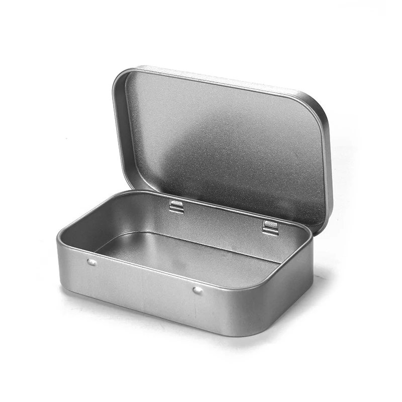 1PC Small Empty Metal Tin Silver Black Rectangular Flip Storage Box Case Organizer for Money Coin Candy Key Container Jar Cans