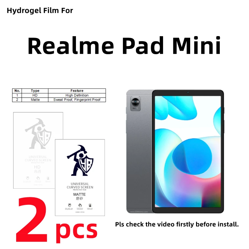 

2pcs HD Hydrogel Film For Realme Pad Mini Matte Screen Protector For Realme Pad Mini LTE Clear Full Cover Protective Film