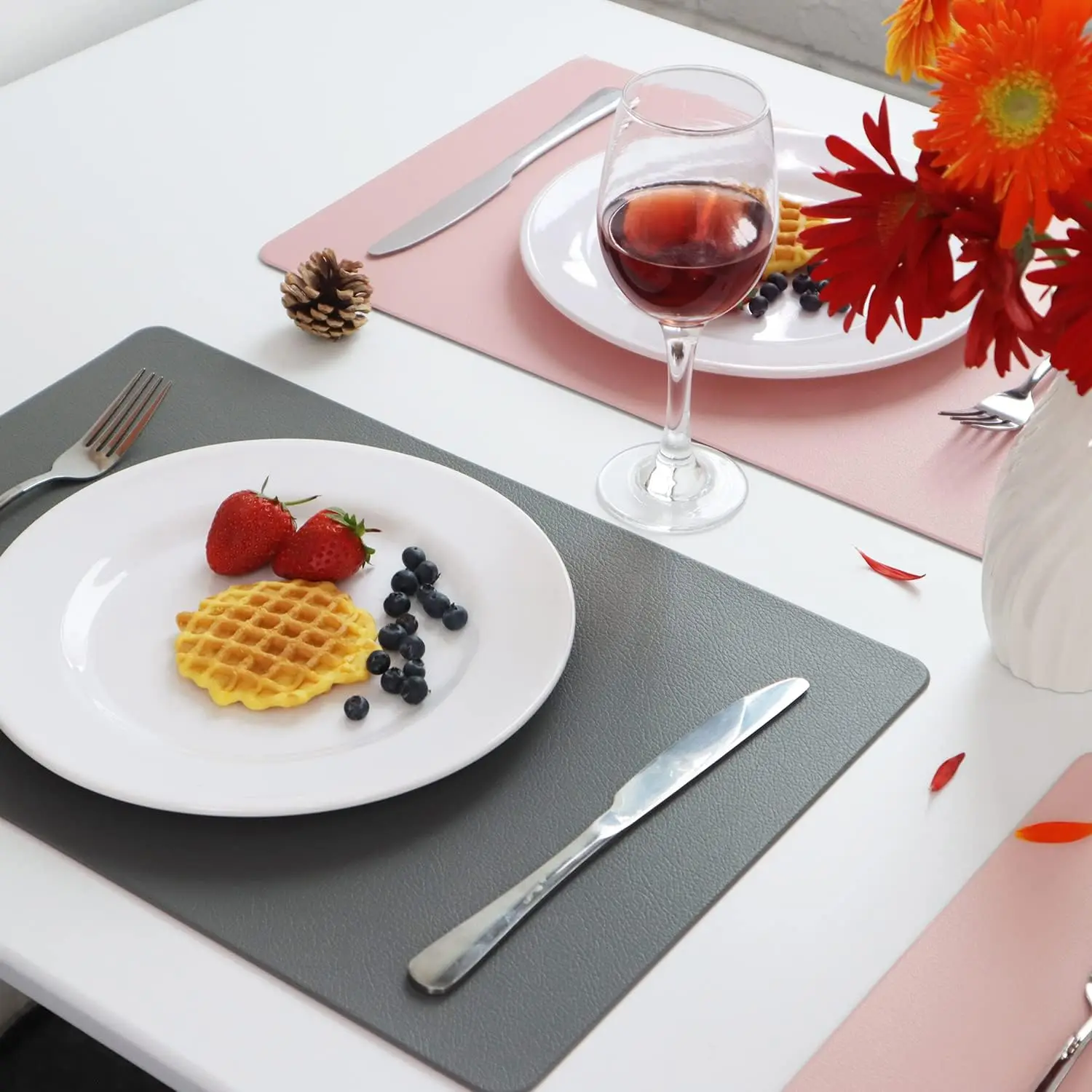 

1/4/6Sets Pink Grey Gift Table Placemats Pad Coaster Washable Bars Coffee Mat Kitchen Table Decoration And Accessories Christmas