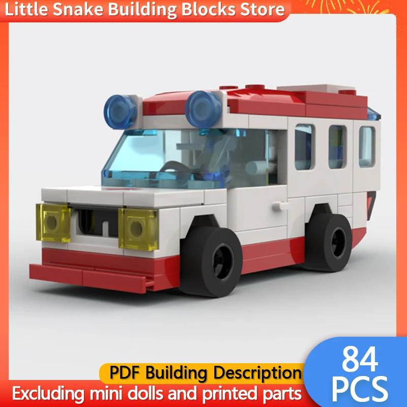 City Car Model MOC Building Bricks Emergency Medical Service Vehicle Modular Technology Children Holiday Gifts Assemble Toy Suit