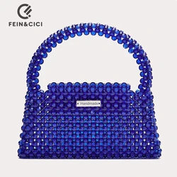 Borsa con perline di perle designer brand Clear acrilico crystal stone box tote handbag borsa da festa fatta a mano da donna 2023 summer new