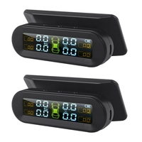 2X Solar Wireless USB TPMS Car Tire Pressure Monitor System HD LCD Display 4 External Sensor