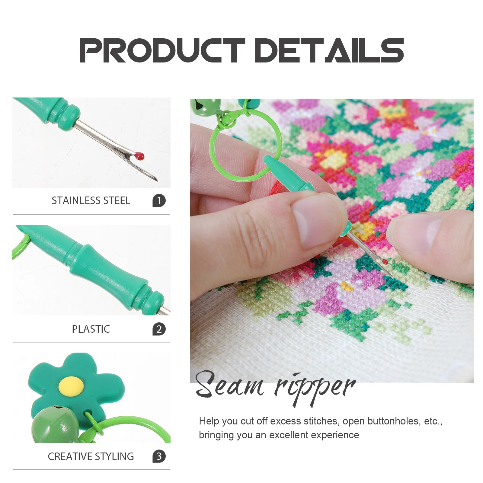 

4Pcs Seam Ripper Keychains Practical Portable Thread Remover for Sewing Stitches Stitch Cutter Cross-Stitch Tool Key Ring