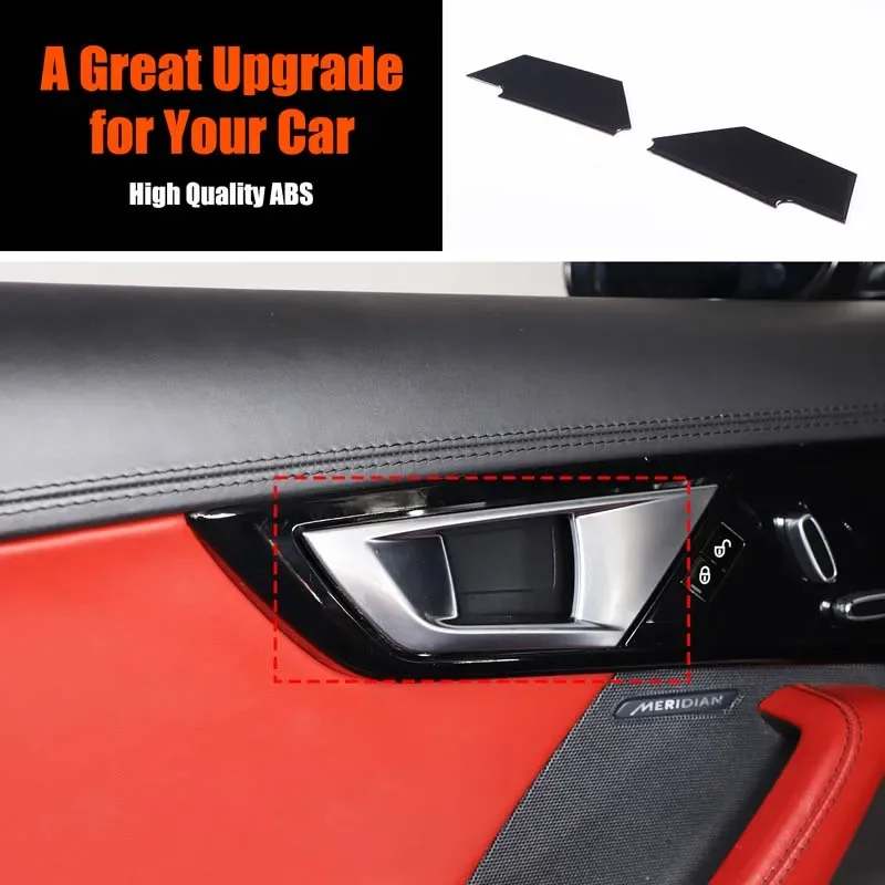 For 13+ Jaguar F-TYPE Car Interior Door Bowl Stickers, Interior Door Handle Stickers, Epoxy/gloss Black (soft) 2-piece Set