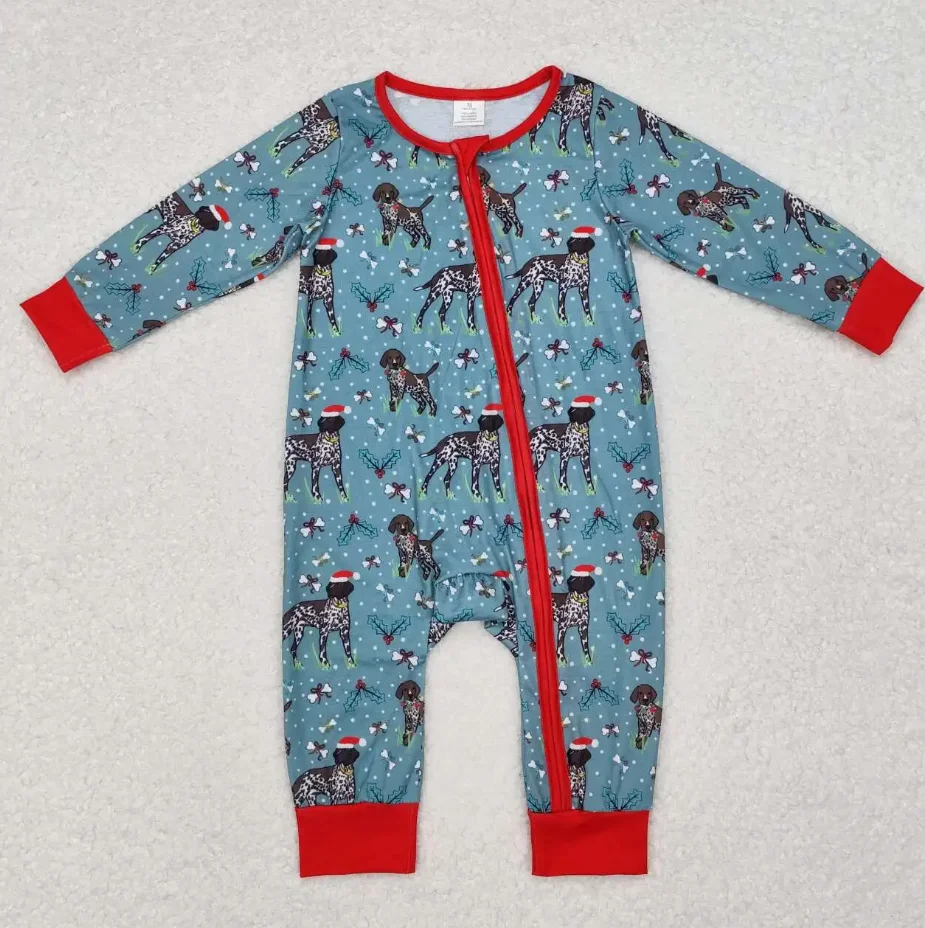 

В наличии Рождественская бамбуковая одежда с принтом собаки для маленьких мальчиков, комбинезон на молнии для новорожденных, комбинезоны для сна