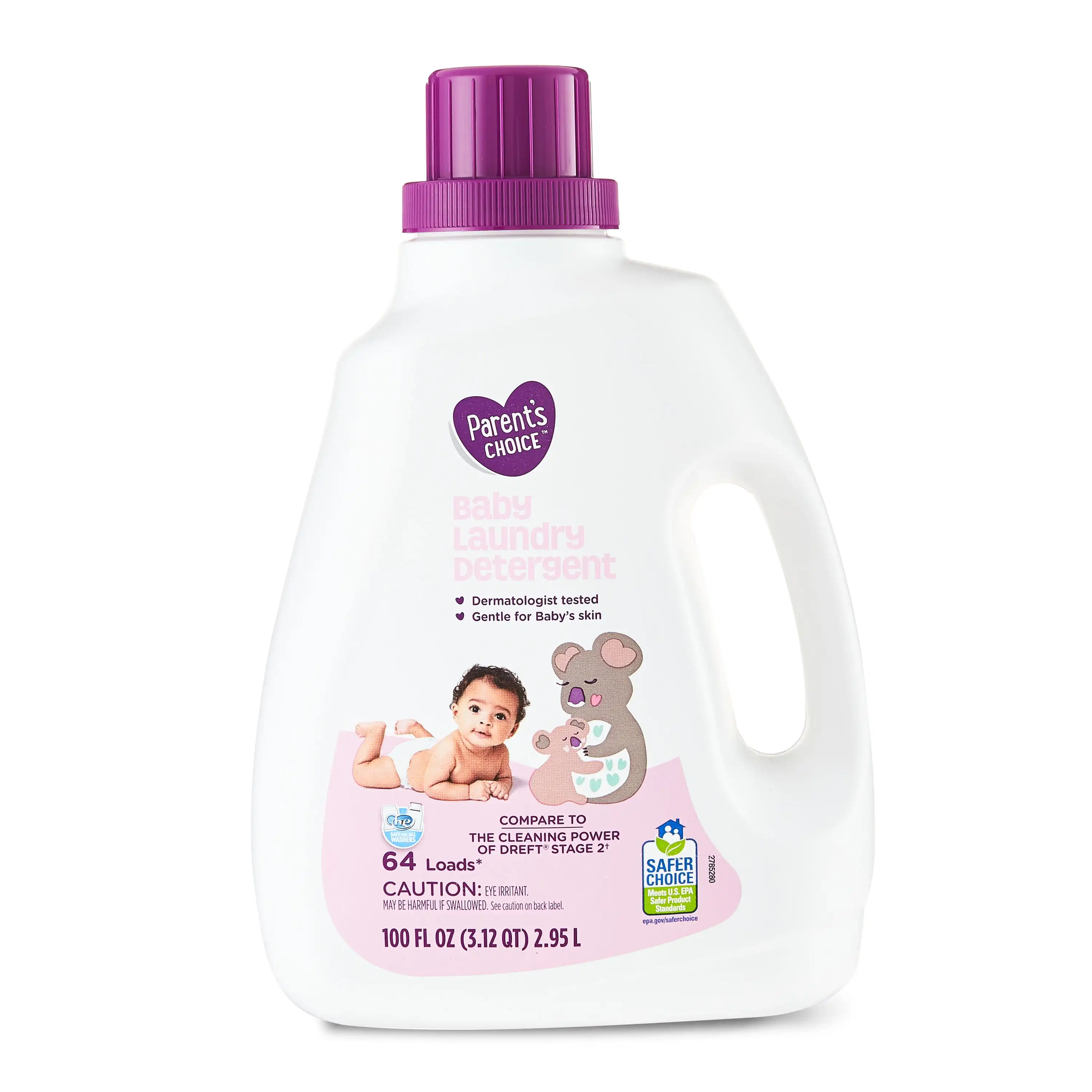 Baby Liquid Laundry Detergent 100 Fl Oz 64 Loads Safe for All Washing Machine Types Bottle Made From Recycled Plastic