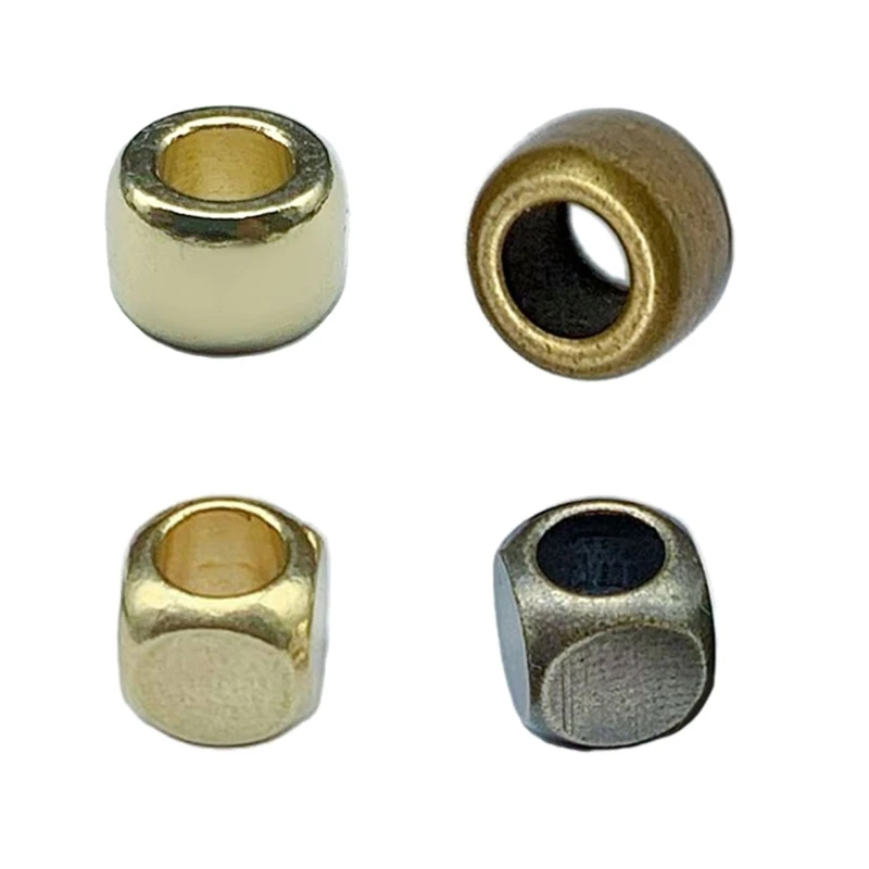 ZB91 20pcs Brass Pendant Beads Accessory Versatile Round/Square Brass End Strain Isolate Beads for Paracord Jewelry Making