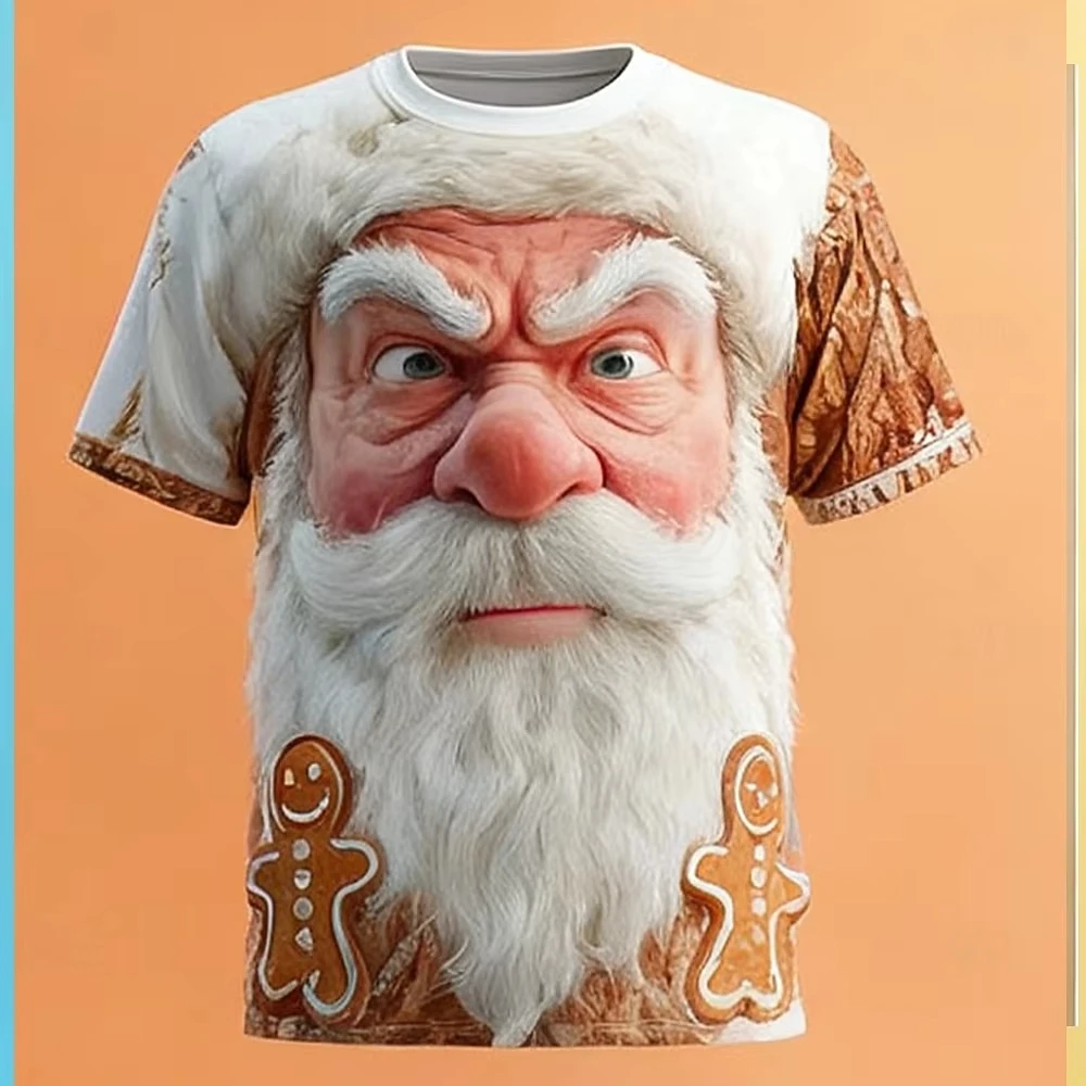 جديد الكرتون عيد الميلاد سانتا كلوز ثلاثية الأبعاد تي شيرت مطبوع الرجال النساء موضة عادية مضحك المتضخم قصيرة الأكمام التي شيرت الاطفال بلايز تيز #5