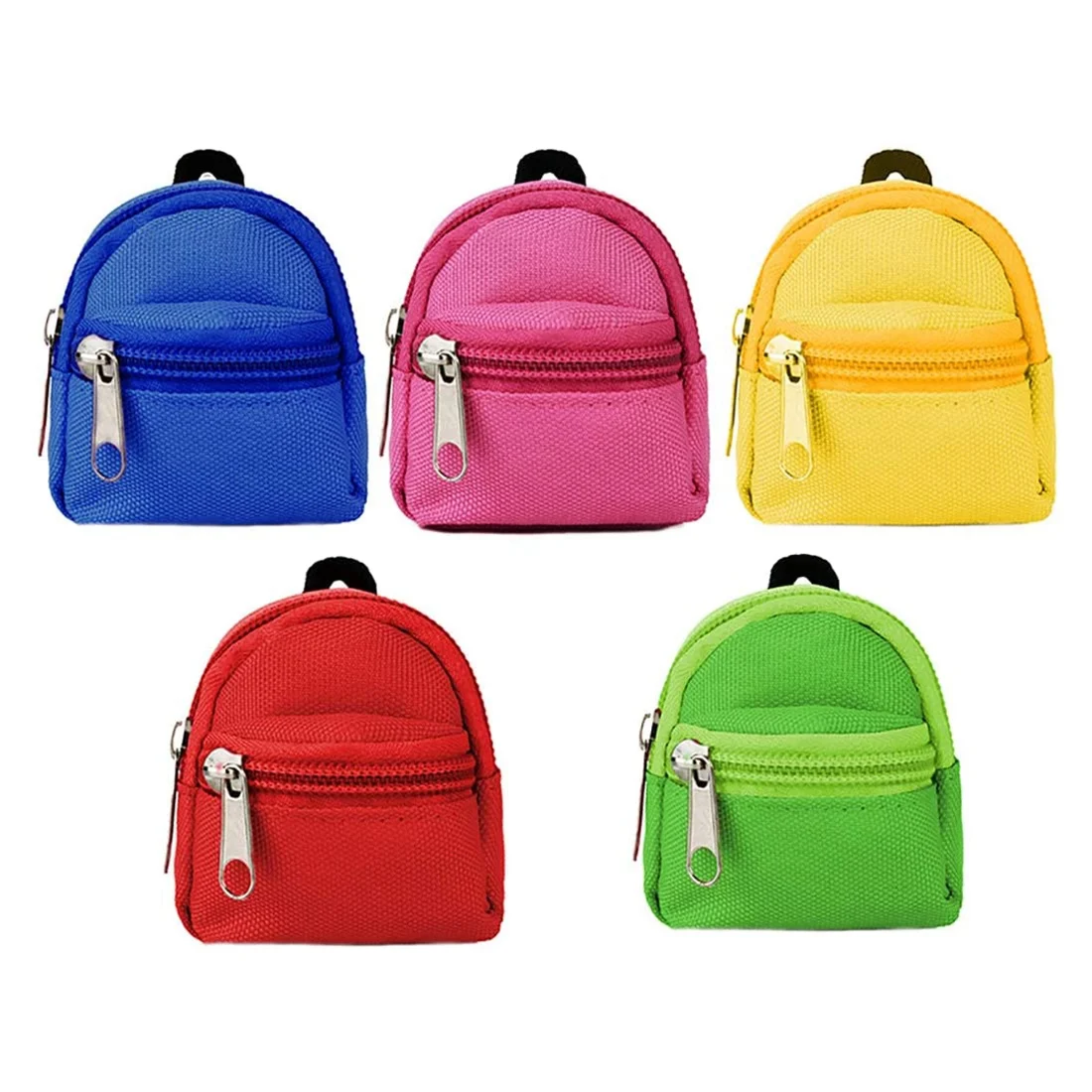 Miniature Doll Backpack Doll Bag 5Pcs Cute Zipper Backpack Doll Accessories for 15-30cm Dolls, School Supplies