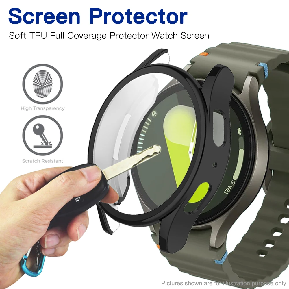 Estojo protetor TPU macio para Samsung Galaxy Watch 7, pára-choques de cobertura total, acessórios de capa, 44mm, 40mm