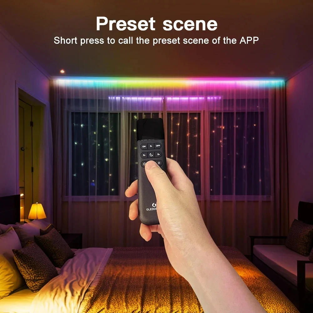 GLEDOPTO WLED Remote Control Wireless Brightness Adjust 4 Scenes Preset Night Light 50M Distance Dimmer Switch