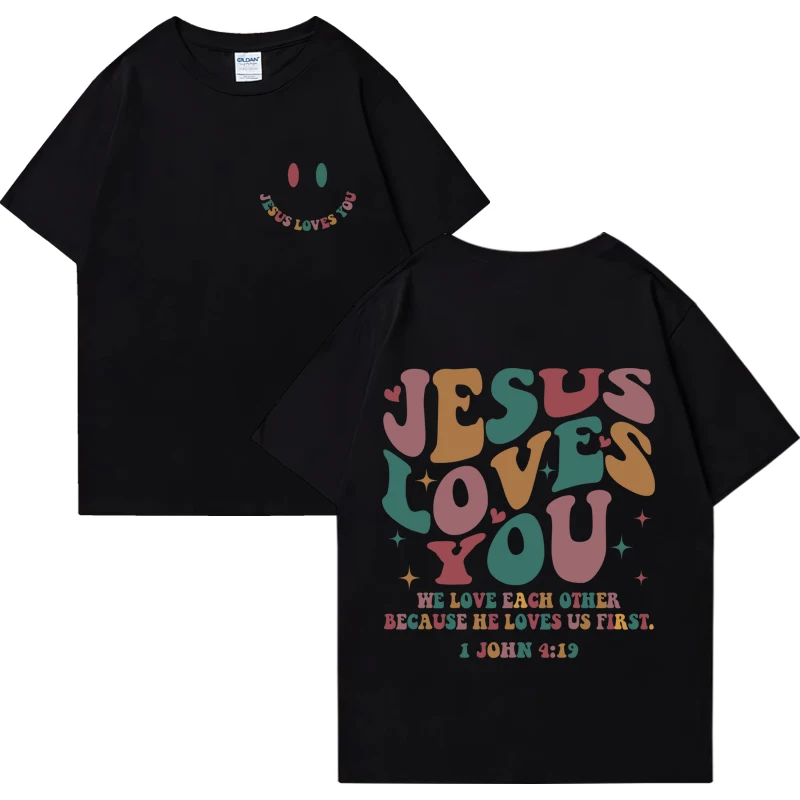 

Limited Edition Jesus Loves You vintage T Shirt Men Women Popular Hip Hop streetwear Oversized short sleeve Cotton Unisex Tee