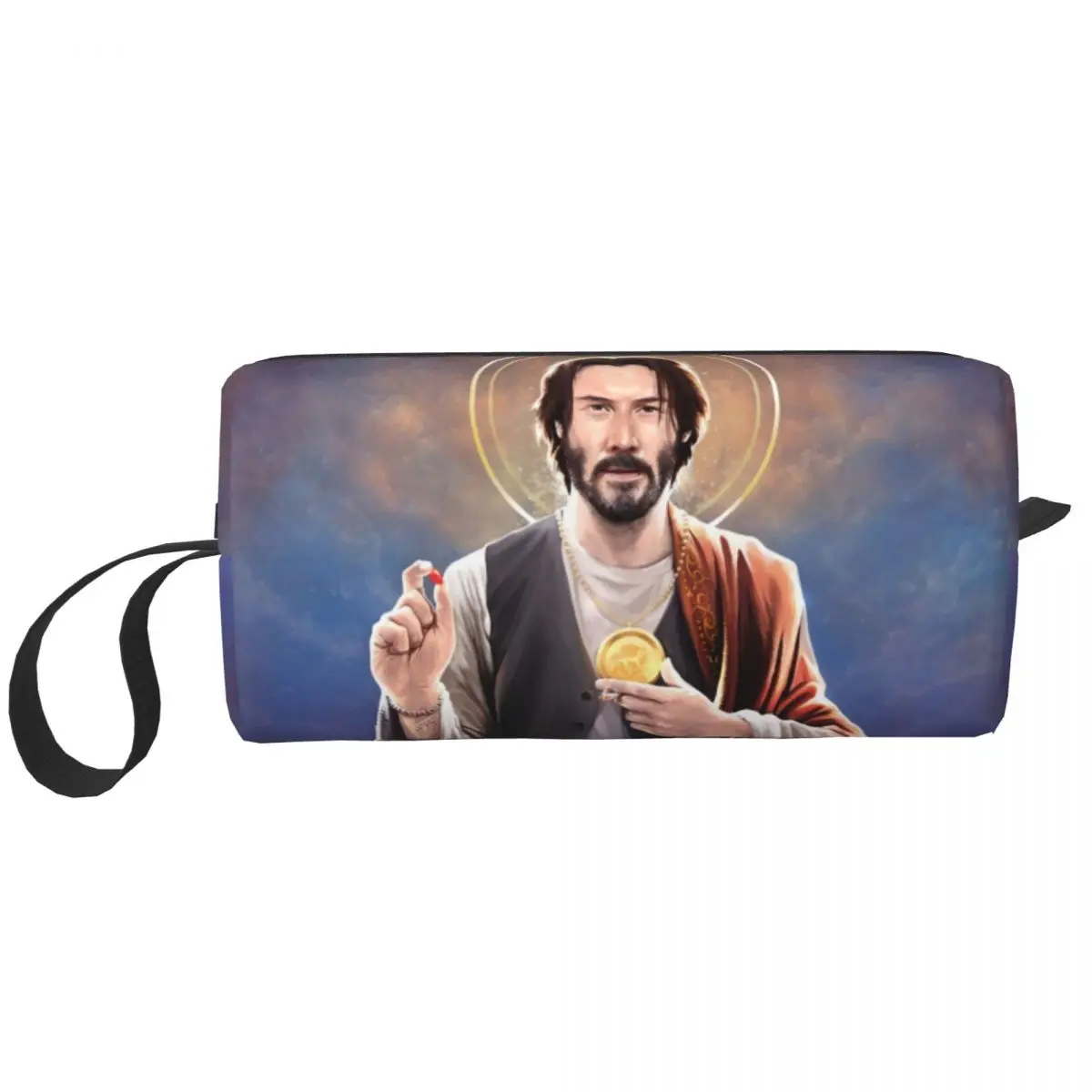 Saint Keanu Reeves Cosmetic Bag Women Cute Large Capacity Sacred Heart Of Jesus Makeup Case Beauty Storage Toiletry Bags