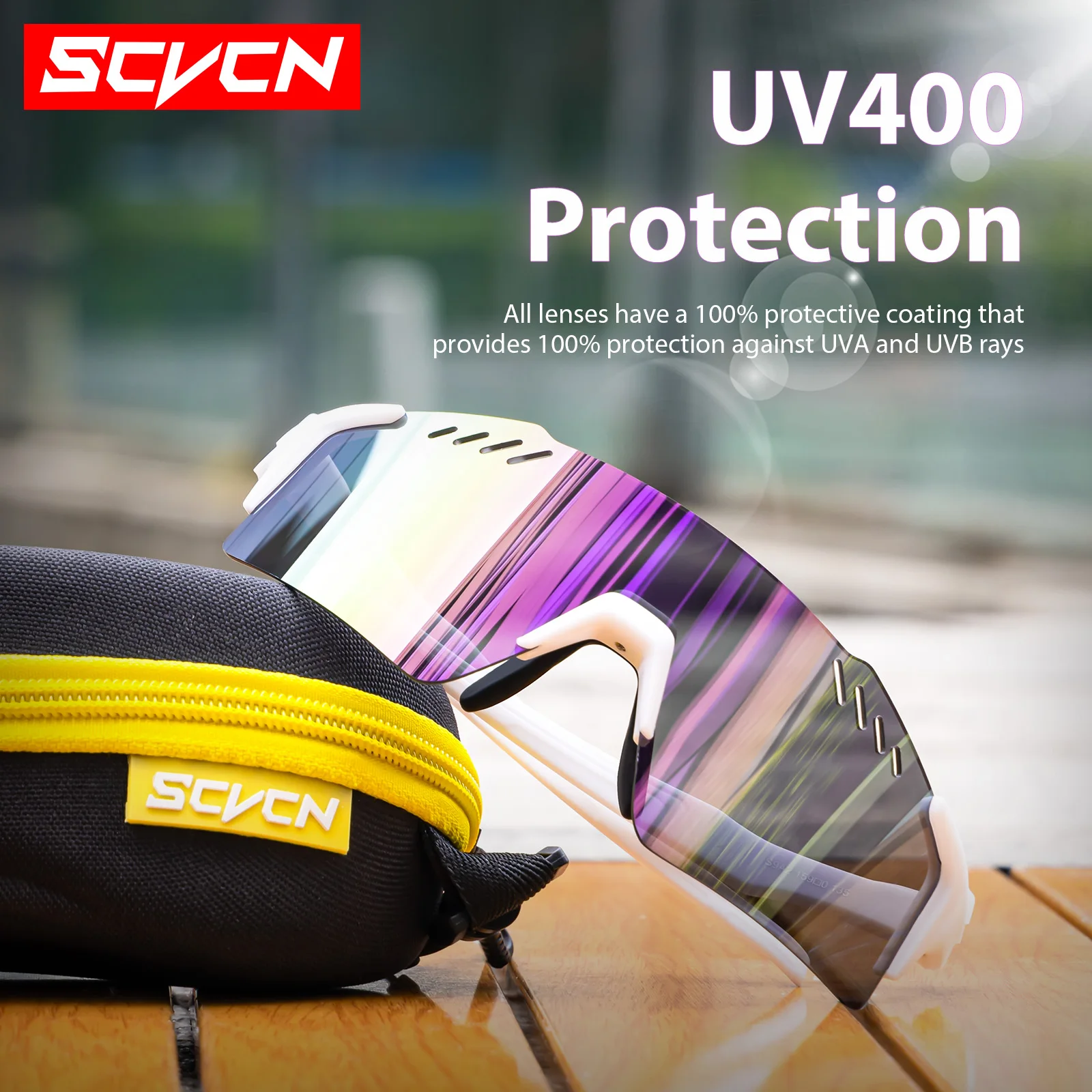 SCVCN Fashion Sunglasses Rimless Cycling Glasss Outdoor Sports Running Drving for Men Fishing Goggles Mtb Bicycle Eyewear 1 Lens