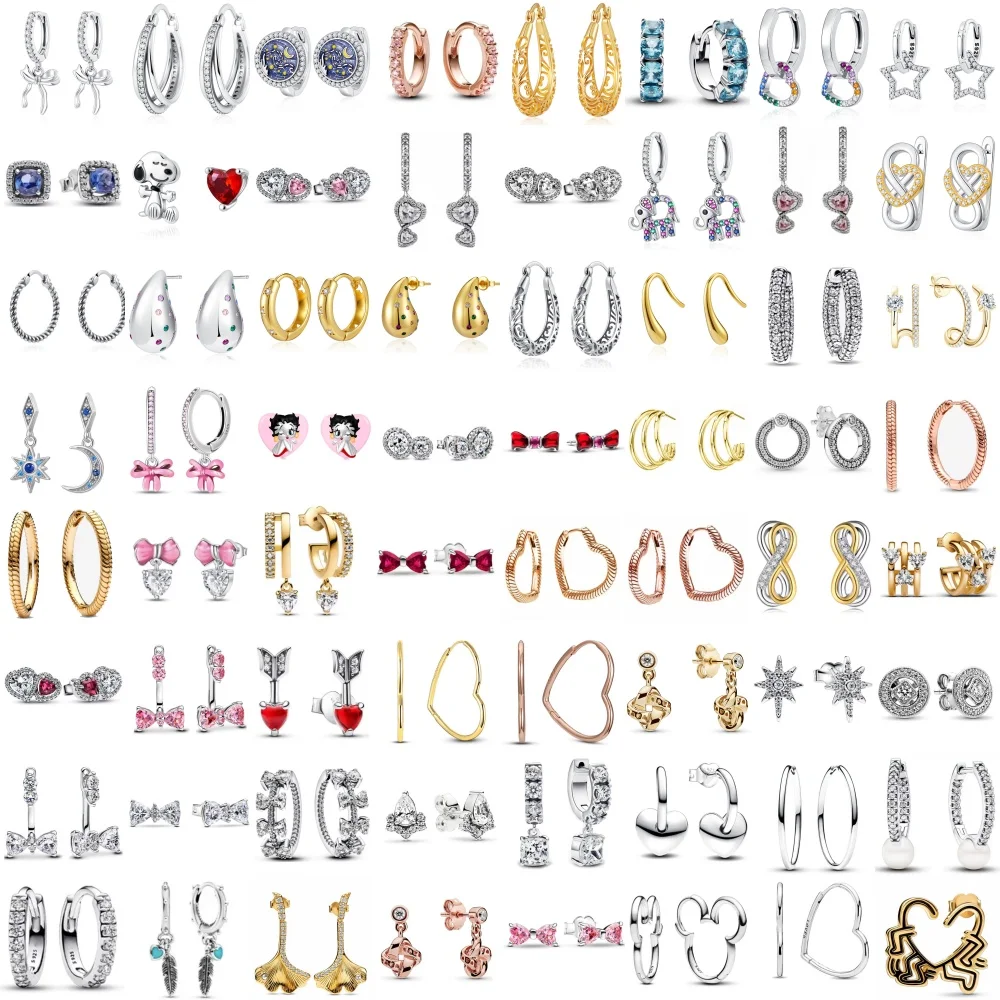 

New 925 Silver,Bow,Heart-shaped,Elephant Shaped,Dog Shaped Earrings Suitable for Women's Holiday Exquisite Charm Jewelry Gifts