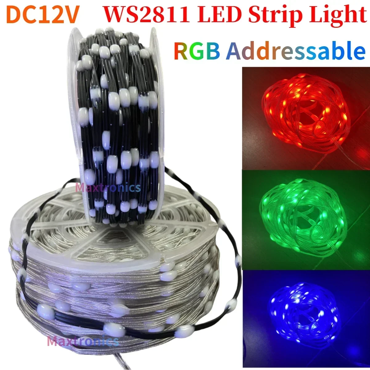 5V/12V WS2811 WS2812 LED String Lights Dream Color Addressable IP67 15/20/25/30mm/50mm/100mm Pitch Black/Silvery Wire Fairy Lamp