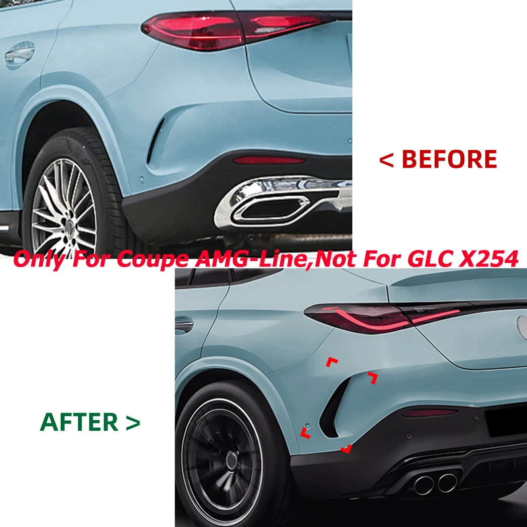 Rear Bumper Aero Flicks Trim ABS Spoiler Body Kits For Mercedes GLC C254 GLC43 GLC450 300 400e Coupe AMG Line 2023-2025 Black