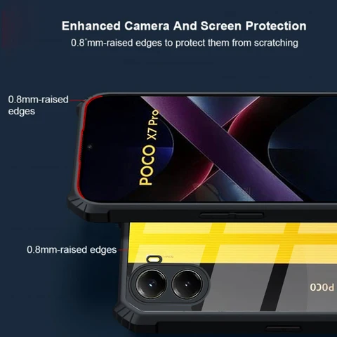 Прозрачный акриловый противоударный бронированный чехол для Poco X7 Pro PocoX7Pro Poko Little X7 Pro X7Pro, мягкая защитная крышка из ТПУ
