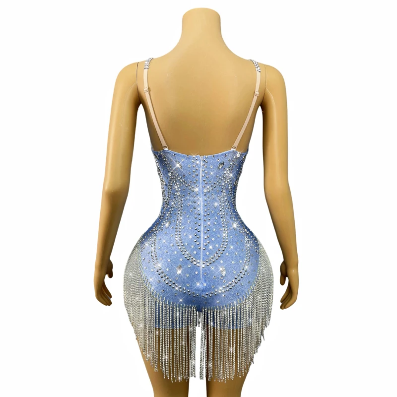 Show Girl Outfit   Fashion Women Singer Stage Catwalk Outfit Full Rhinestones Fringed Bodysuit Bar DJ Stage Festival Clothes Jaz