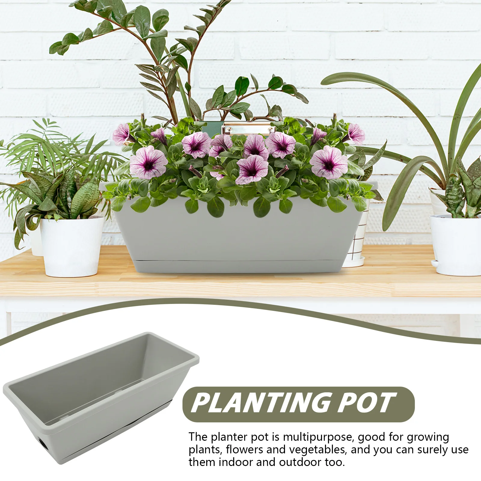 

4 Sets Indoors Planting Tank Flower Pot Rectangle Garden Planter Adjustable White Plastic Pots