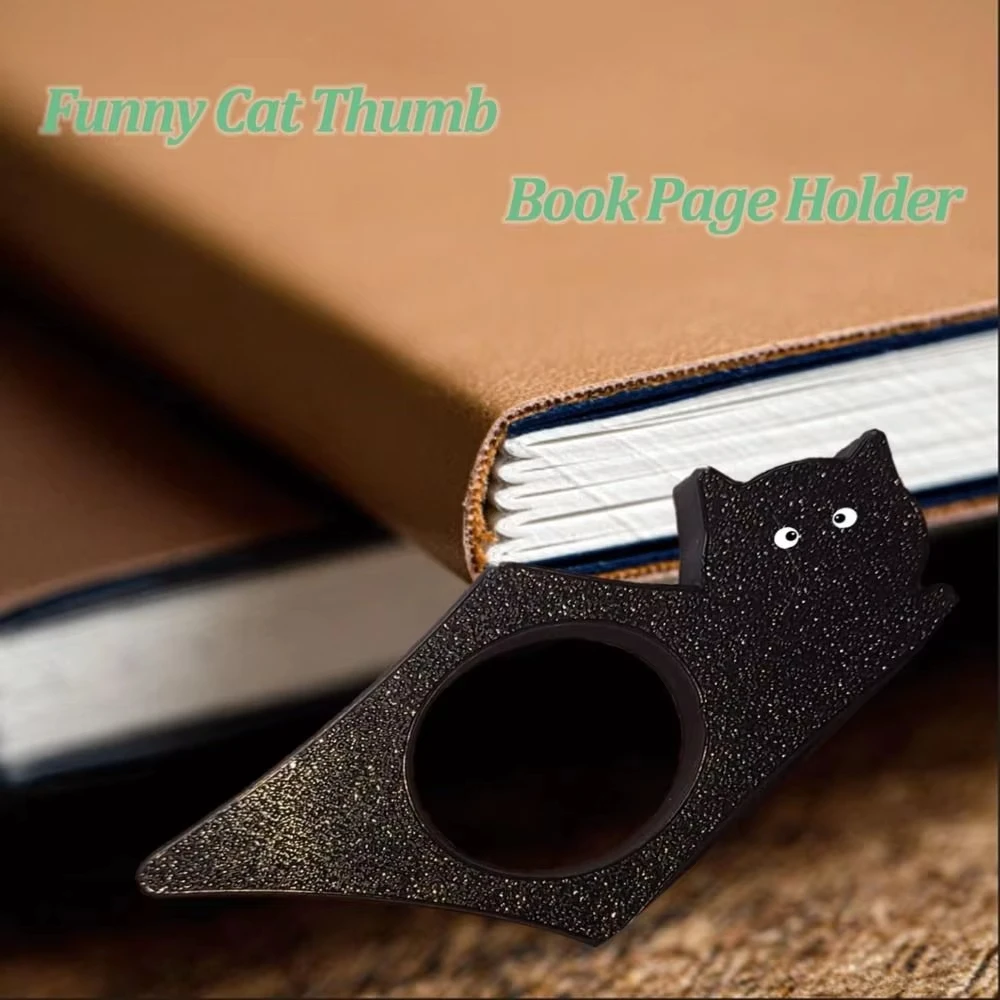 Black Cat Smooth Thumb Book Page Saver Holder Portable Plastic Cat Bookmarks Saver Cat Thumb Book Opener Reading Bookmark