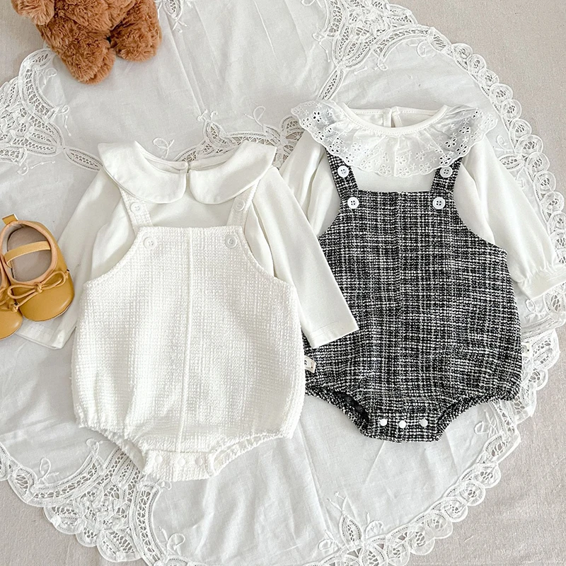 New Infant Baby Girls Sleeveless Solid Color Rompers Spring Autumn Newborn Kids Baby Girls Knit Rompers 0-3Yrs