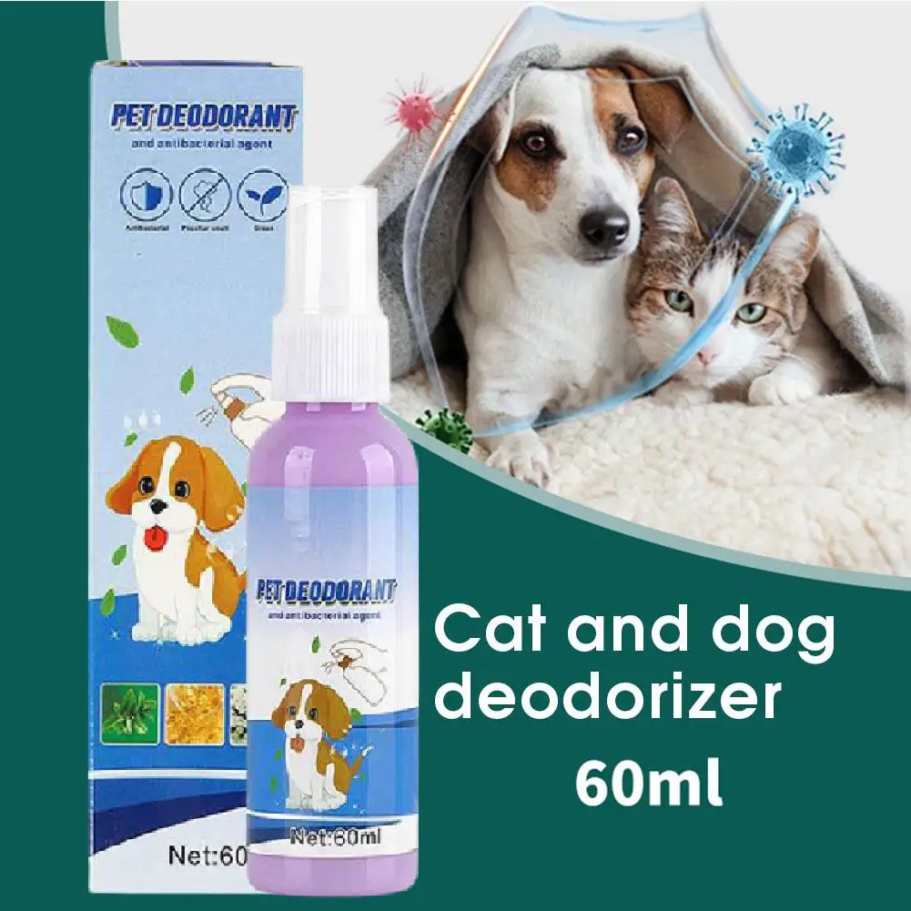 60ML Dog Deodorizer Spray Long Lasting Puppies Cats Dogs for Smelly Deodorizing Perfume Spray Remove Odor Freshing Air T1F8