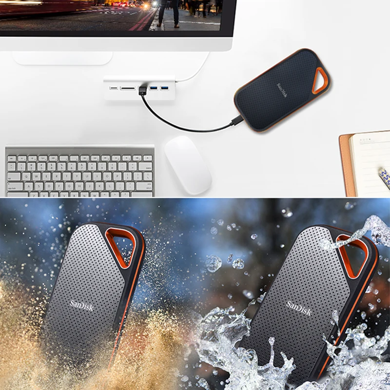 SanDisk E81 Extreme PRO 휴대용 SSD 1TB 2TB 4TB 외장 솔리드 스테이트 디스크 읽기/쓰기 속도 최대 2000MB/s(노트북 데스크탑용)