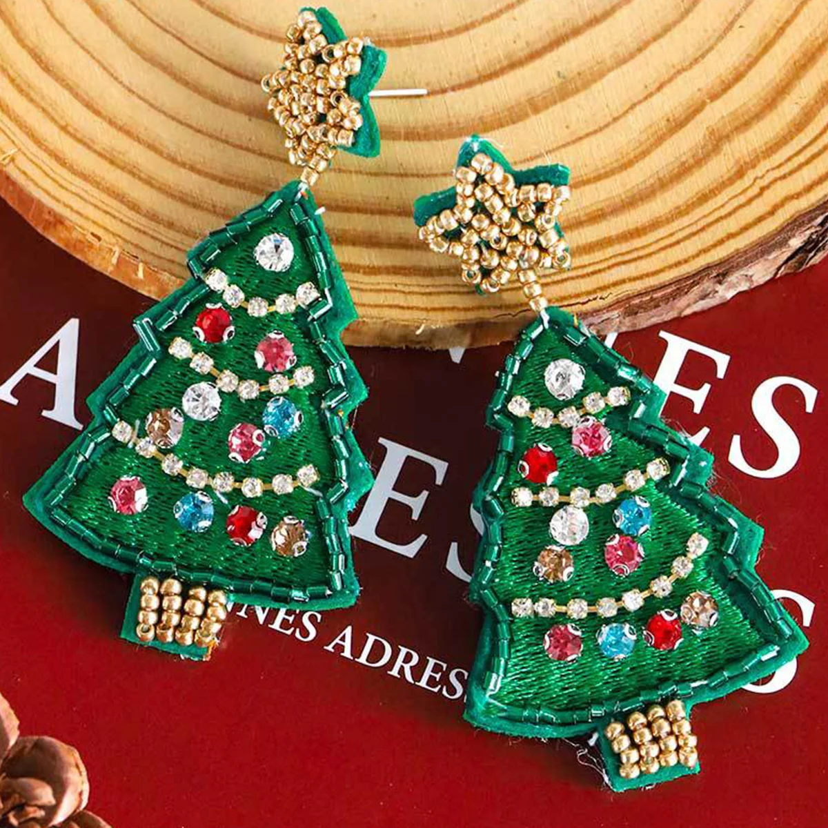 Dvacaman Christmas Beaded Series Earrings Christmas Tree Candy Cane Gingerbread Man Earrings Holiday Party Women Gifts