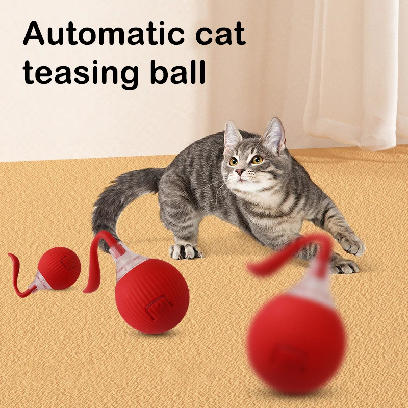 Cat Interactive Ball Toys Automatic Rolling Ball Imitation Tail Rechargeable Smart Pet Electric Toys Training Pet Supplies