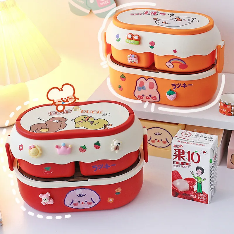 

99% antibacterial and mildew proof lunch box, double-layer partition, microwave portable, sealed and leak proof lunch box