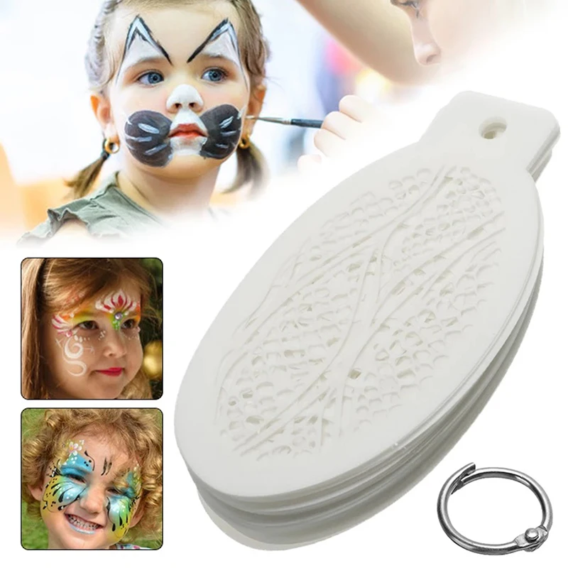 

New White 42Pcs/set Face Painting Stencils Templates Professional Body Art Angel Rainbow Dots Scale Leopard Plastic Makeup Tools