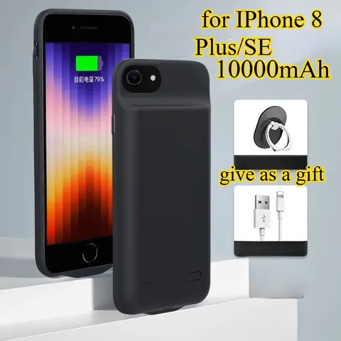 10000mAh Magnetic Wireless Power Bank Case for IPhone 8 Plus/SE 2/SE 3/6s/7 Ultra Slim Built-in Battery Pack with Fast Charging