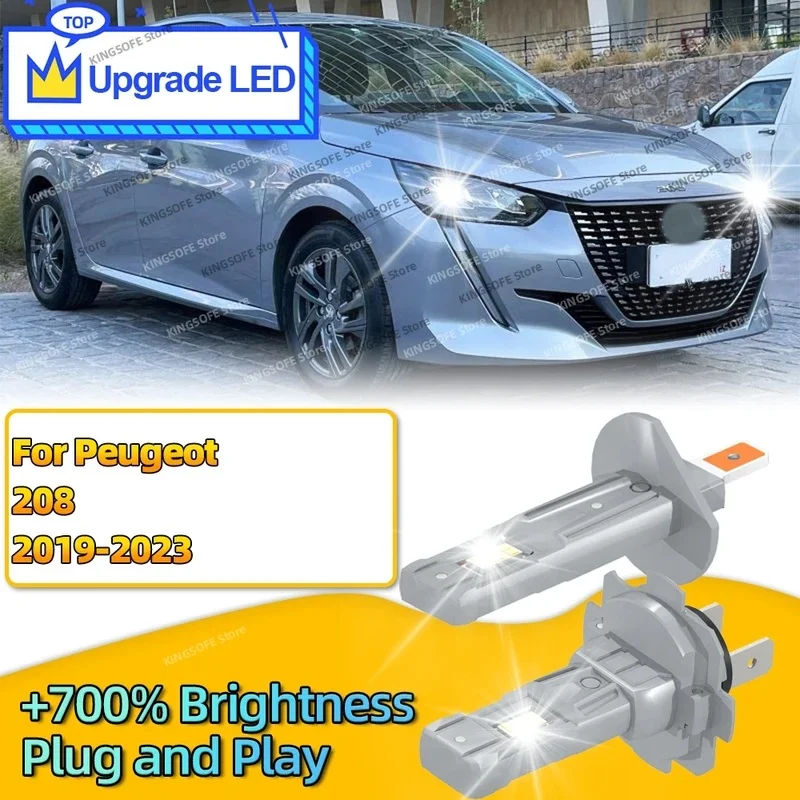 2/4Pcs H7 LED Headlight CSP Fanless Car Headlamp 6000K Plug and Play Light Bulbs For Peugeot 208 2019 2020 2021 2022 2023