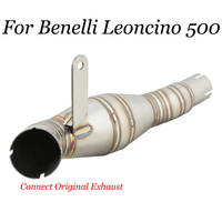 Slip On For Benelli Leoncino 500 BJ500 Motorcycle Exhaust Escape Modified Muffler Middle Link Pipe With Catalyst Stainless Steel