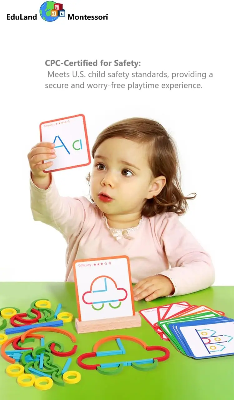 Sensorische Stöcke und Ringe, Form-/Buchstaben-Puzzle, Bauset, Kartenmuster, passende Blöcke, logisches pädagogisches STEM-Familienspiel