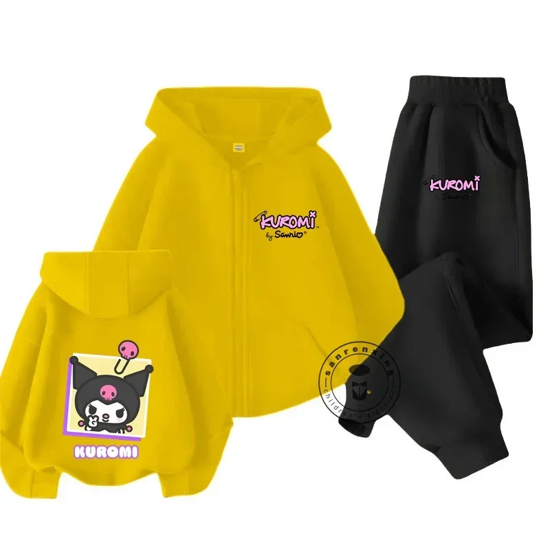 kuromi Casual Funny Tracksuit Boys Kuromi Hoodies Kids Hoodies Long Pants 2Pcs Sets Kids Sweater Clothing