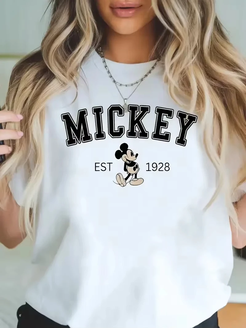 T-shirt da donna Disney Minnie Mouse Daisy Duck Sorriso T-shirt Coppia Cotone Casual Oversize Ragazze Tees Top Vacanza