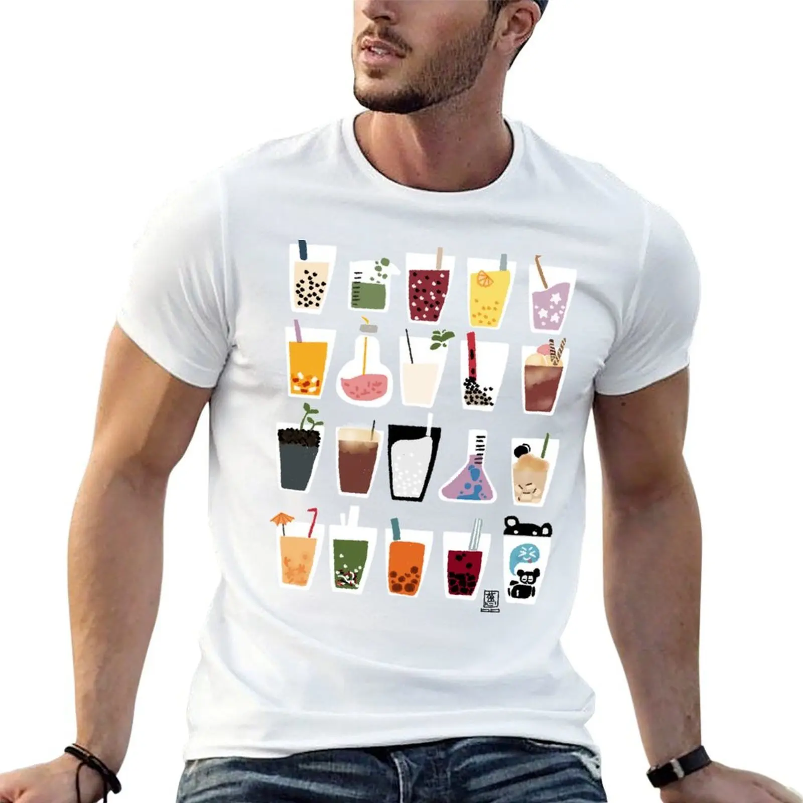 

Wall of Boba Mild Tea T-Shirt t shirt man luxury man t shirt cotton T-Shirt