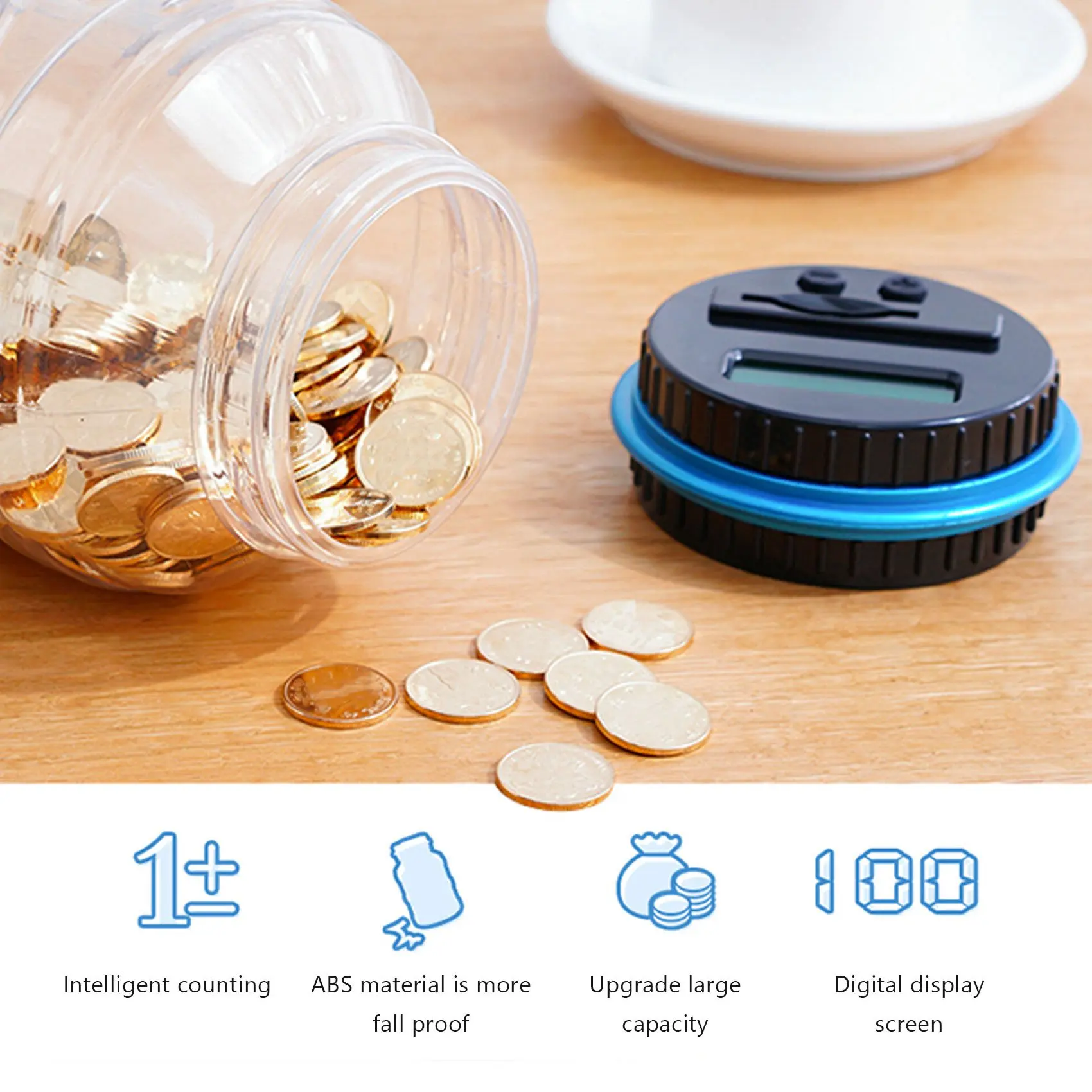 Contador de monedas Digital electrónico A93P, tarro automático para contar dinero, hucha de ahorro