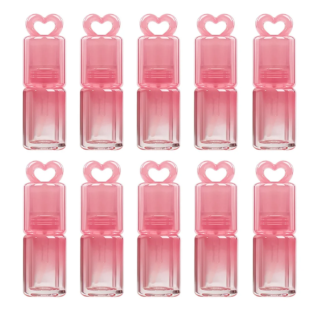 ハート型のグラデーションカラーリップグロスチューブ、大きなワンドブラシ付きリップオイルボトル、空のリップグロスチューブ、リップスティックボトル容器