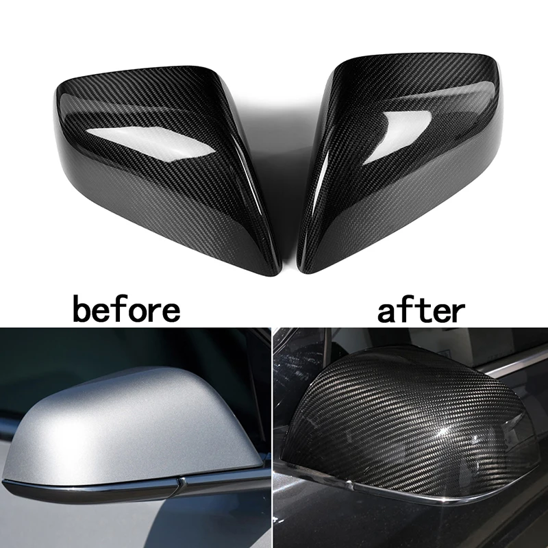 

2 Pcs Carbon Fiber Car Side Mirror Cover For Tesla Model 3 2018-2019 Car Rearview Mirror Protector Cover Trim Accessories