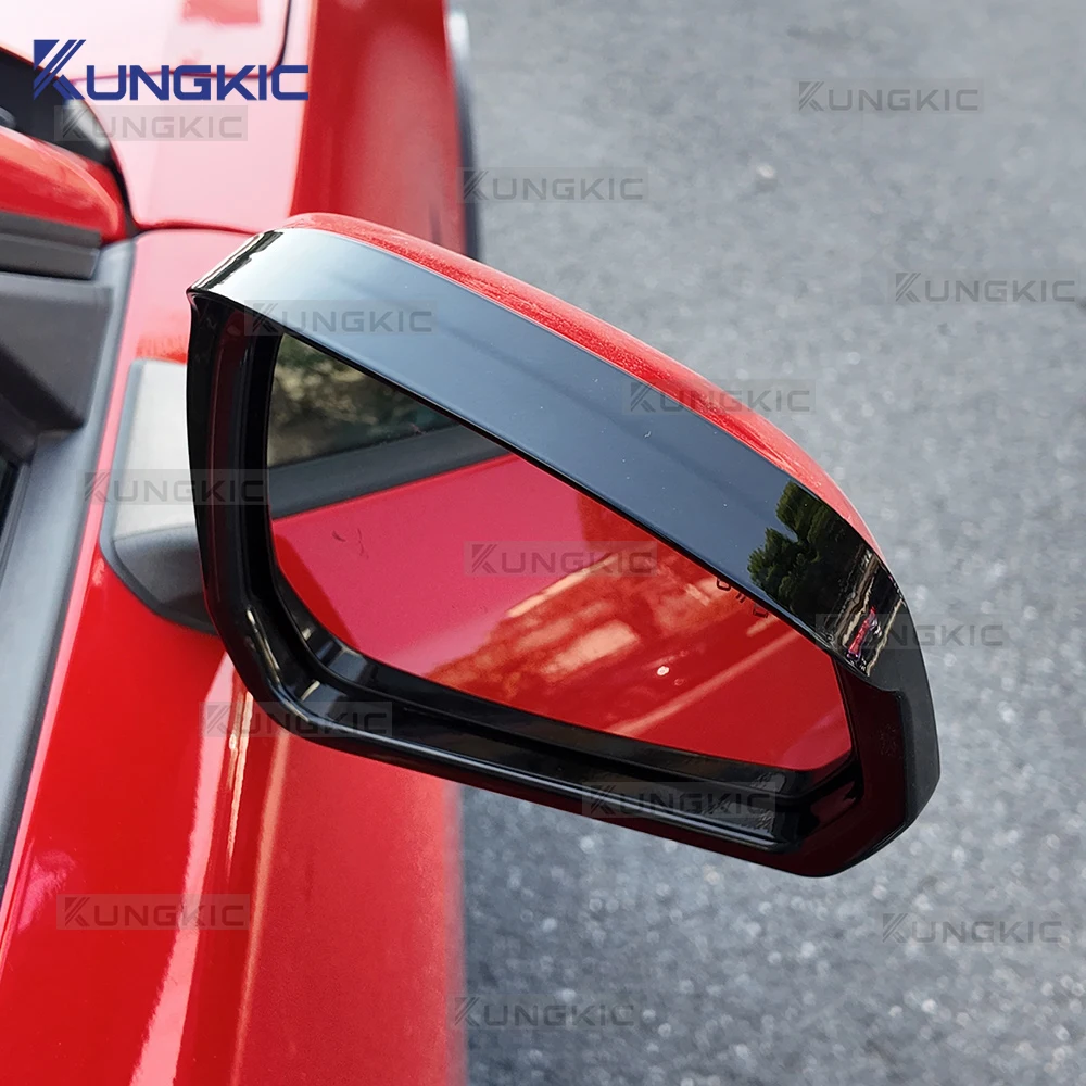 

For Ford Mustang GT Dark Horse EcoBoost 2024 2025 2026 2027 LHD Car Glossy Black Rearview Mirror Rain Eyebrow Frame Sticker