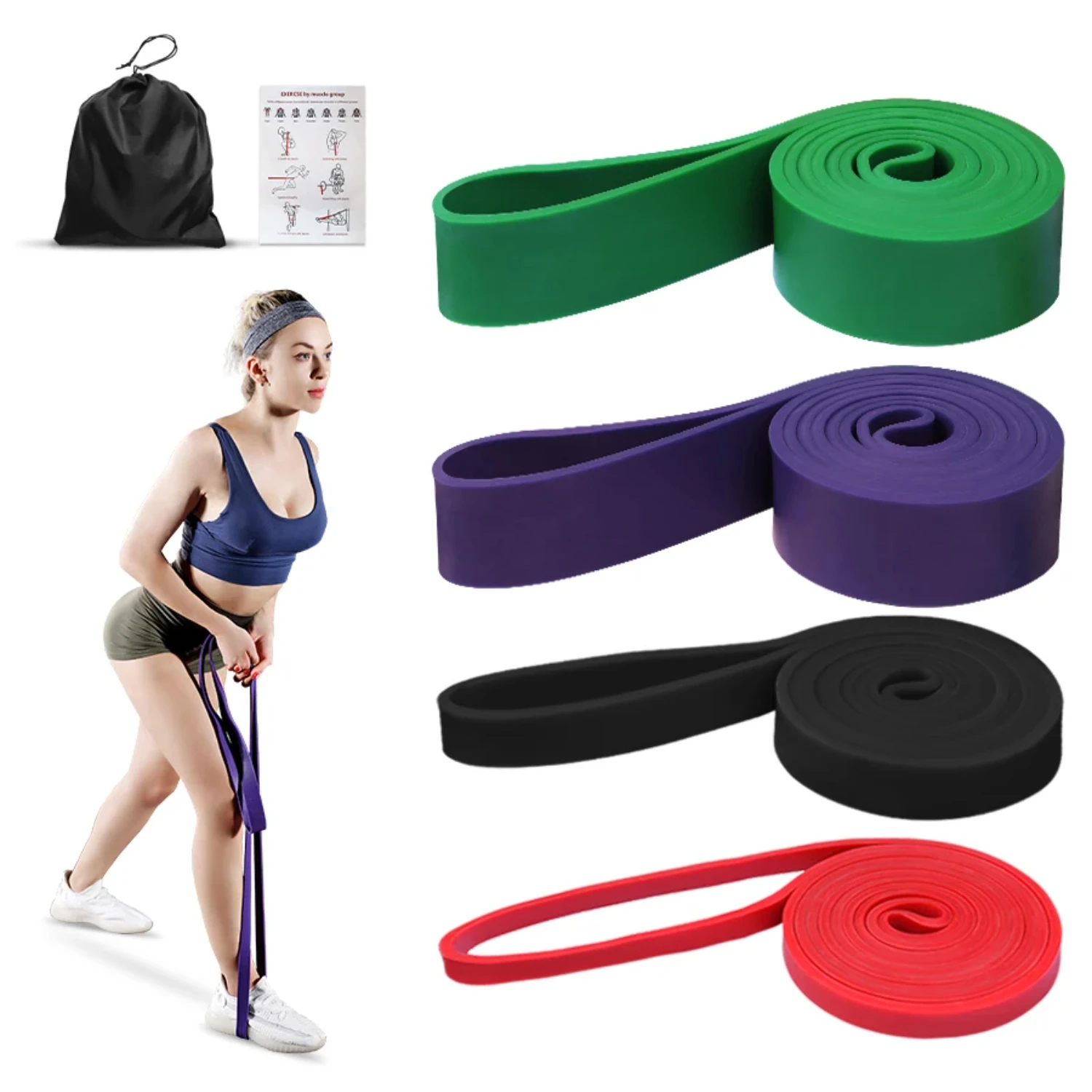 New New Latex Heavy Duty Resistance Band Elastic Exercise Band  Sport  Strength Pull  Assist Band Workout Pilates Fitness Equipm