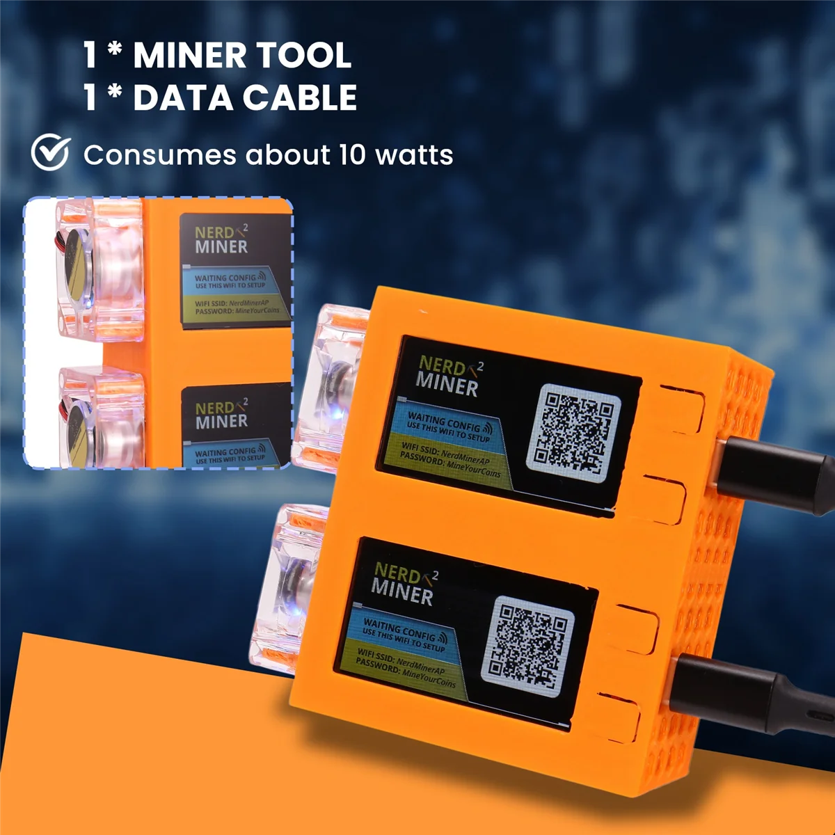 NerdMiner V2 마이너 78KH/Sx2 듀얼 스크린 BTC 솔로 복권 마이너, 비트코인 너드 마이너 복권 마이너, 발광 선풍기, D