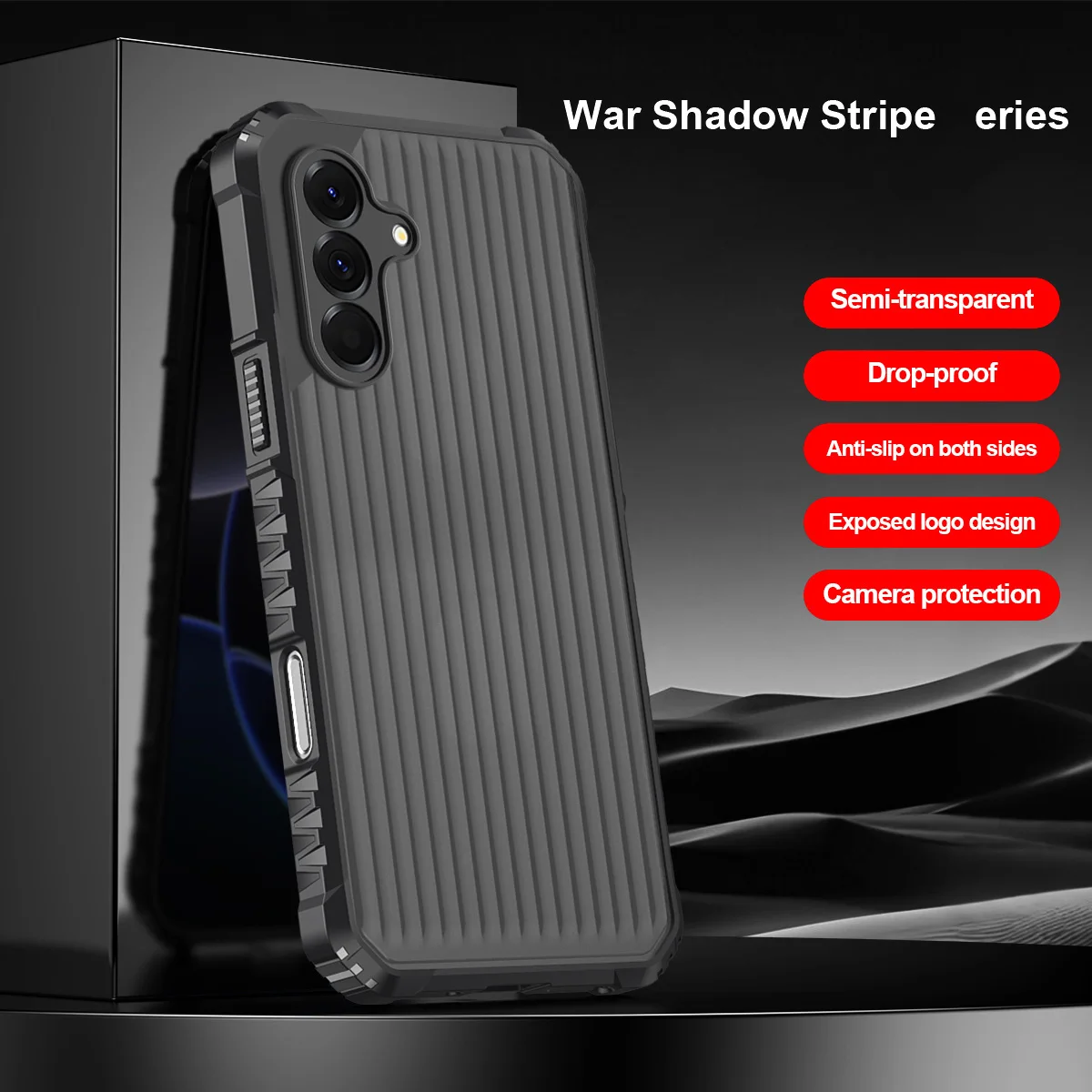 Armor Stripes Phone Case for Samsung Galaxy A17 A16 A15 A14 A24 A25 A26 A34 A35 A36 A54 A55 A56 5G Four Corners Hard Cover