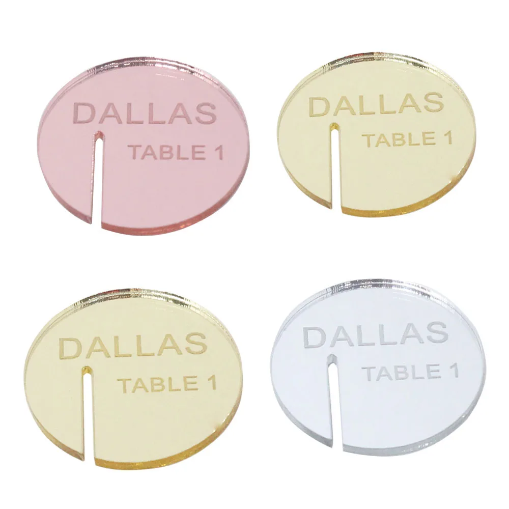 12/30/50/80PCS Personalized Engraved Wedding Drink Markers Circle Tags Cocktail Charms Acrylic Place Name Cards Place Setting