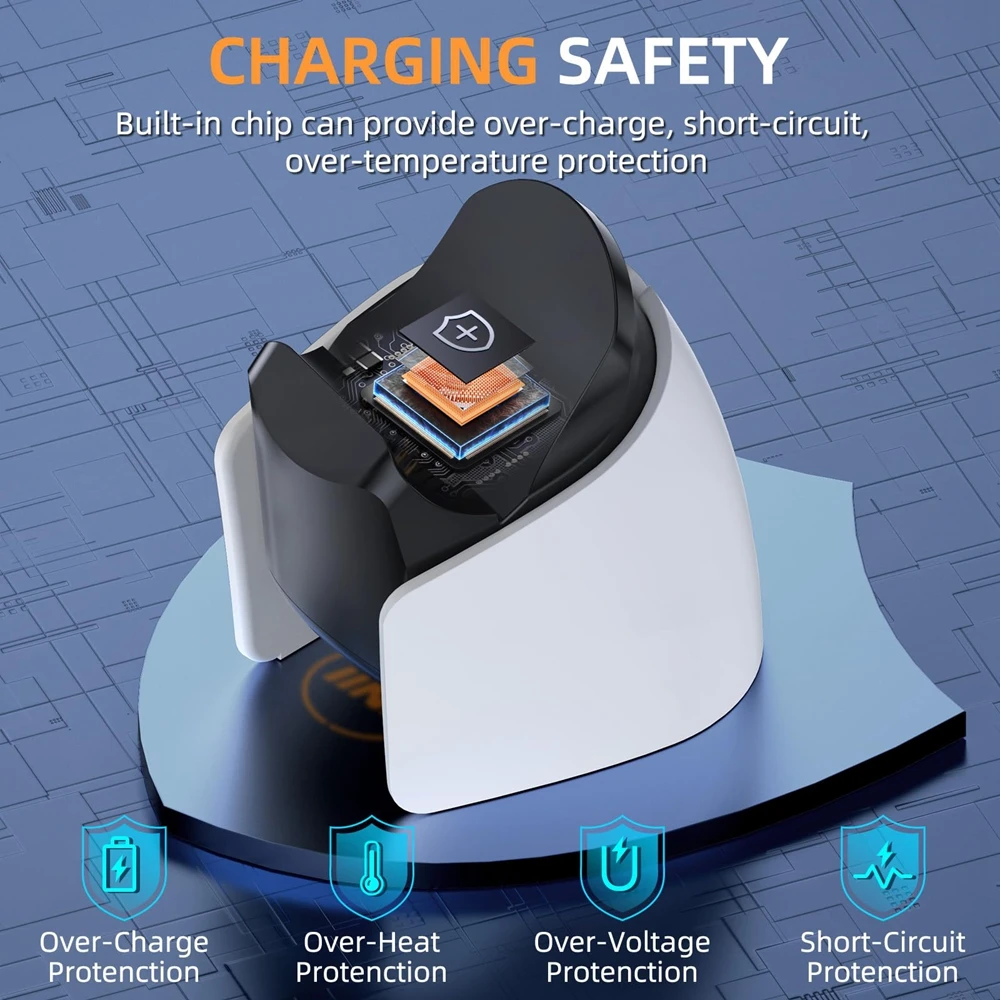 قاعدة شحن صغيرة لوحدة تحكم PS5، محطة شحن USB سريعة لوحدة تحكم PS5 DualSense Edge مع مؤشر الشاحن #4